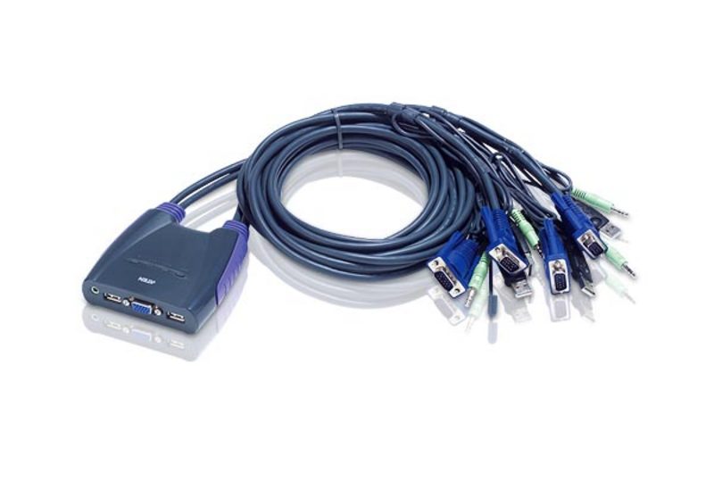 Dynamode 4 Port USB Auto KVM Switch with Cables + Audio